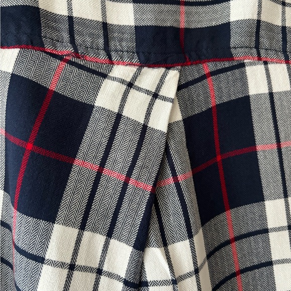 JACHS GIRLFRIEND Women's Blue Plaid Short Sleeve Button Up Shirt‎ Size L Cuffed - Picture 5 of 6